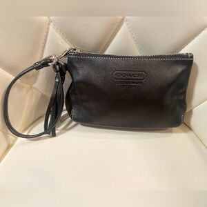 Coach Black Leather Wristlet Pouch, EUC